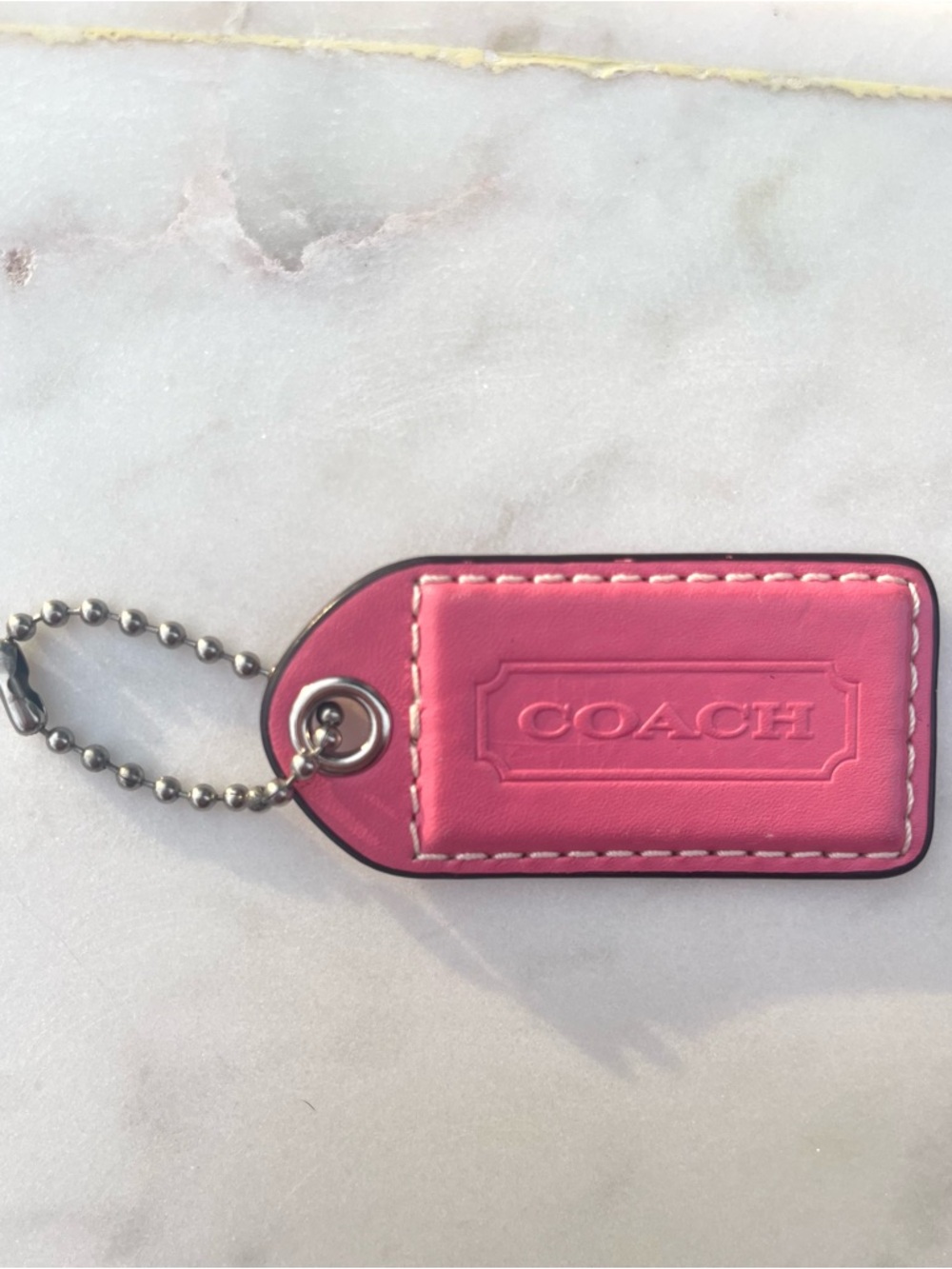 COACH LARGE Vintage Leather Hang Tag, Pink